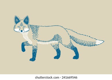 Monochromatic fox drawing