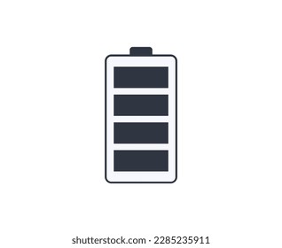 Batería Monocromática Totalmente Cargada. Ilustrador vectorial.
