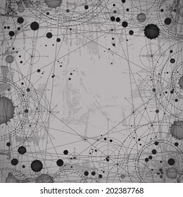 Monochromatic geometric abstract dotted drawing, architecture project. 