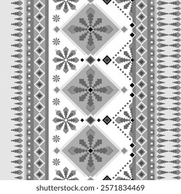 Monochromatic, Geometric Ethnic pattern, Thai Style, Seamless Pattern, Traditional Style, Native American tribal fabric, tile, carpet, decoration, vector, illustration design