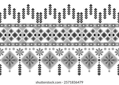 Monochromatic, Geometric Ethnic pattern, Thai Style, Seamless Pattern, Traditional Style, Native American tribal fabric, tile, carpet, decoration, vector, illustration design