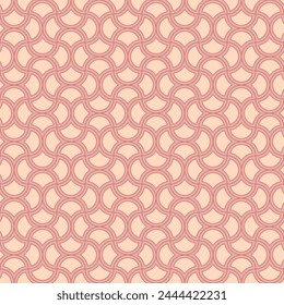 Monochromatic geometric seamless in peach, orange and pink. Rounded shapes and curved  lines pattern for fashion graphics, home decor, marketing and advertising graphic design, web graphic design