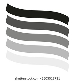 Monochromatic gradient wave pattern. Set of wavy lines in shades of gray. Vector illustration.