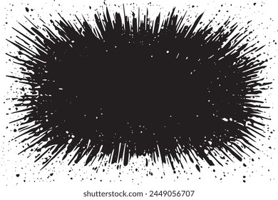 Monochromatic grunge texture, black concrete, stone, and abstract elements, shapes and slate. Charcoal splashes, dot work grain, and circular lines add artistic flair. Halftone, vector, fabric, spiral