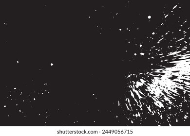 Monochromatic grunge texture, black concrete, stone, and abstract elements, shapes and slate. Charcoal splashes, dot work grain, and circular lines add artistic flair. Halftone, vector, fabric, spiral