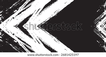 Monochromatic Grunge V Shape Brush Stroke Abstract Vector