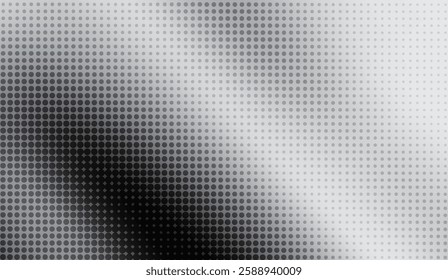 Monochromatic halftone gradient pattern evoking abstract depth and dimension with dynamically shifting grayscale tones, creating a nuanced textural experience