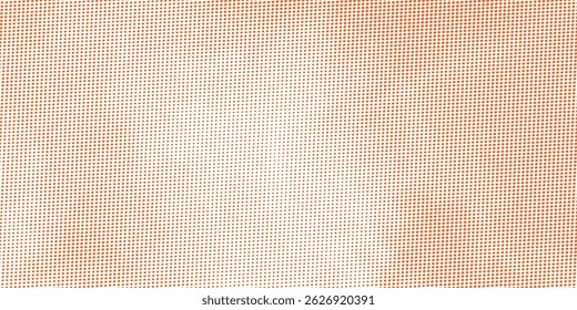 Padrão de meio-tom monocromático com transição de gradiente abstrato de pontos laranja sólidos para arranjo esparso no fundo branco para design moderno