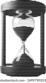 Monochromatic hourglass contour designed with creative stripes.
