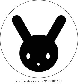 Icono monocromático de la ilustración simple del conejo