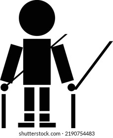 Monochromatic icon of one person undergoing rehabilitation of the walk