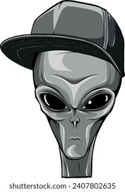 monochromatic illustration of alien gangster on white background