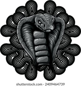 monochromatic illustration of Cobra head mascot logo