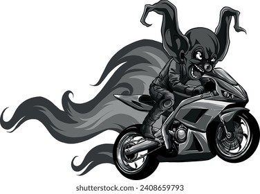 monochromatic illustration joker Biker Motorcycle Rider racing