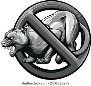 monochromatic illustration of Prohibition sign of panther