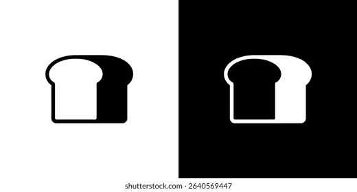 Monochromatic image featuring two sliced bread icons with inverse coloring against contrasting black and white backgrounds creating a symmetrical, minimal, and modern design.