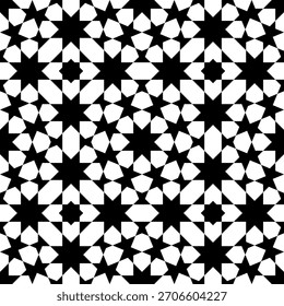 Monochromatic Islamic Geometric Star Pattern