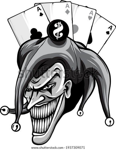 Monochromatic Joker Angry Jester Cap Tattoo Stock Vector (Royalty Free ...