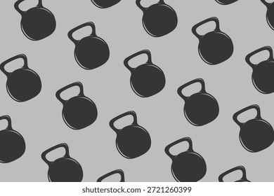 Padrão sem emenda de Kettlebell monocromático para roupa de ginástica