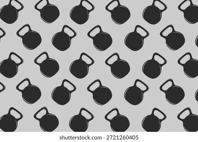 Padrão sem emenda de Kettlebell monocromático para roupa de ginástica