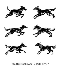 Monochromatic logo of a dog running, perfect lines