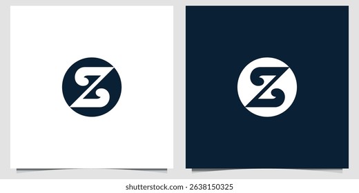 Monochromatic logo Z Graphic Symbol Featuring Abstract Figure on Contrasting Backgrounds