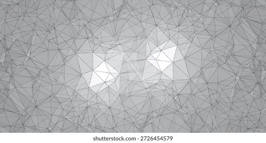 Plano de fundo geométrico polinométrico baixo monocromático em tons de cinza e branco Palavras-chave: baixo poli, geométrico, fundo, abstrato, padrão, monocromático, escala de cinza, triangulação, polígono
