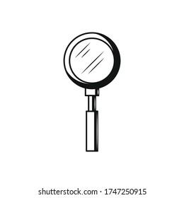 Monochromatic magnifying glass icon. Isolated on white background