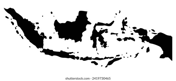 Monochromatic Majesty: Vector Illustration of Indonesian Island in Black and White