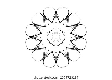 Monochromatic Mandala Illustration with Star and Dot Details	
