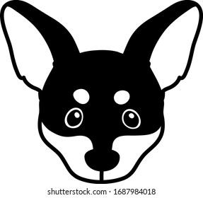 Monochromatic Miniature Pinscher front head with transparency