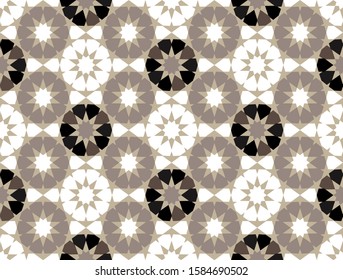 Monochromatic Moroccan motif tile pattern. Luxury decorative geometric design. 