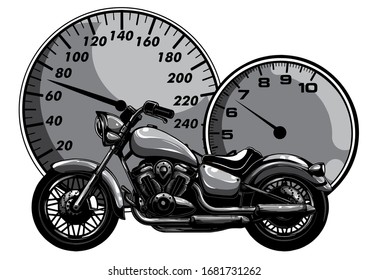 monochromatic Motorbike rider, abstract vector silhouette. Road motorcycle racing