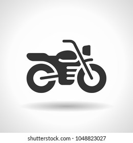 Monochromatic motorcycle icon with hovering effect shadow on grey gradient background. EPS 10