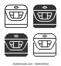 Monochromatic multicooker icon in different variants: line, solid, pixel, etc.