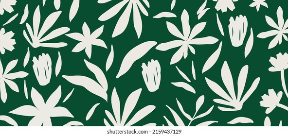 Monochromatic nature inspired shapes-doodle collection. Cute botanical shapes, random childish doodle cutouts of tropical leaves, flowers and branches, decorative abstract art vector illustration	