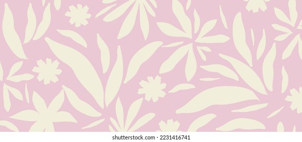 Monochromatic nature inspired shapes-doodle collection. Cute botanical shapes, random childish doodle cutouts of tropical leaves, flowers and branches, decorative abstract art vector illustration	