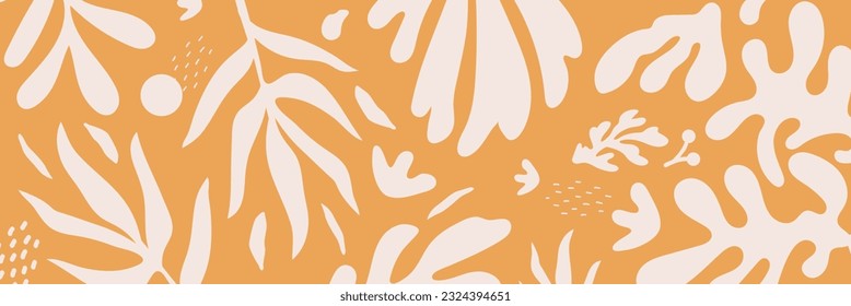 Monochromatic nature inspired shapes-doodle collection. Cute botanical shapes, random childish doodle cutouts of tropical leaves, flowers and branches. Vector illustration