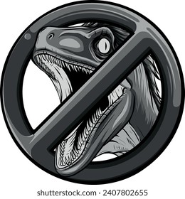 monochromatic No Raptor Sign on White Background