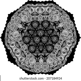 Monochromatic ornamental vector mandala