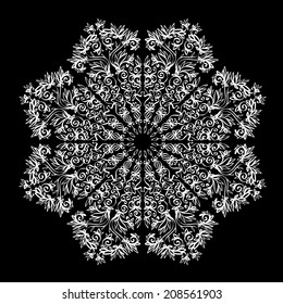 Monochromatic ornamental vector mandala
