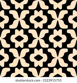 Monochromatic pattern featuring white flowers on black and white backdrop, with intricate geometric ornaments inspired by muqarnas and patterned tilework.