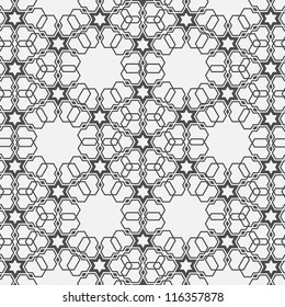 Monochromatic pattern on Islamic motif. Vector seamless background