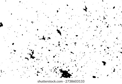 Monochromatic pattern of scattered black marks and blotches on a pristine white surface, delivering a subtle yet impactful grunge texture.