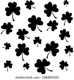 monochromatic pattern with three leaf clovers for textile background, wallpapers, wrapping papers. Good luck symbol