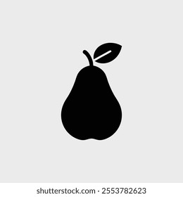 Monochromatic pear illustration - minimalist fruit art, black and white pear design, botanical artwork, simple fruit drawing