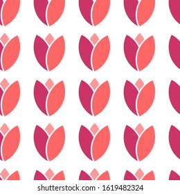 monochromatic pink tulip seamless pattern
