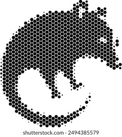 Monochromatic, pixelated hexagon-patterned marsupial image.