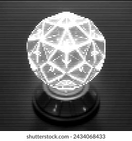 Imagen monocromática pixelada de un cristal brillante.