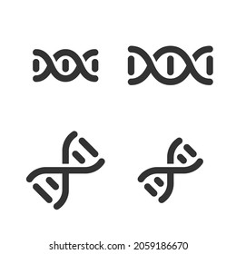 Monochromatic pixel-perfect linear icons of DNA helix built originally on two base grids of 32 x 32 and 24 x 24 pixels for easy scaling. Editable strokes